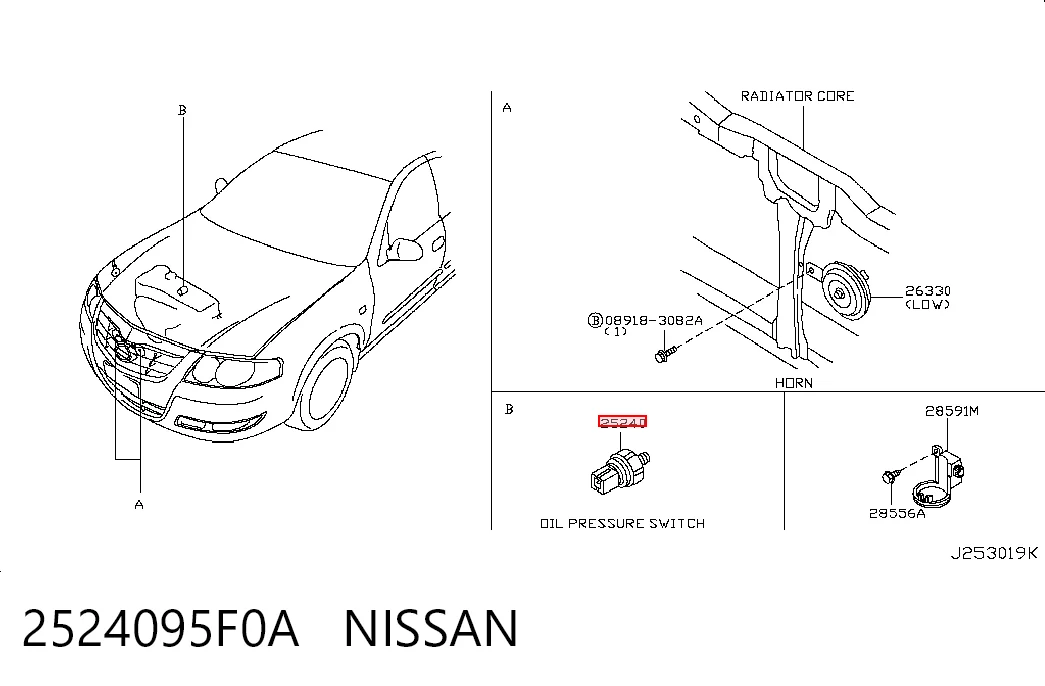 2524095F0A Nissan/Infiniti Sensor de pressão de óleo