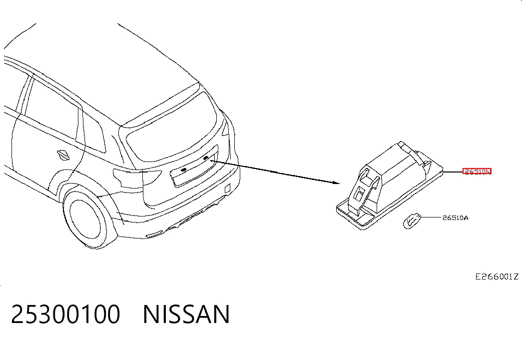  Lanterna da luz de fundo de matrícula traseira Nissan Qashqai II SUV (J11) (2013 - 2021) II