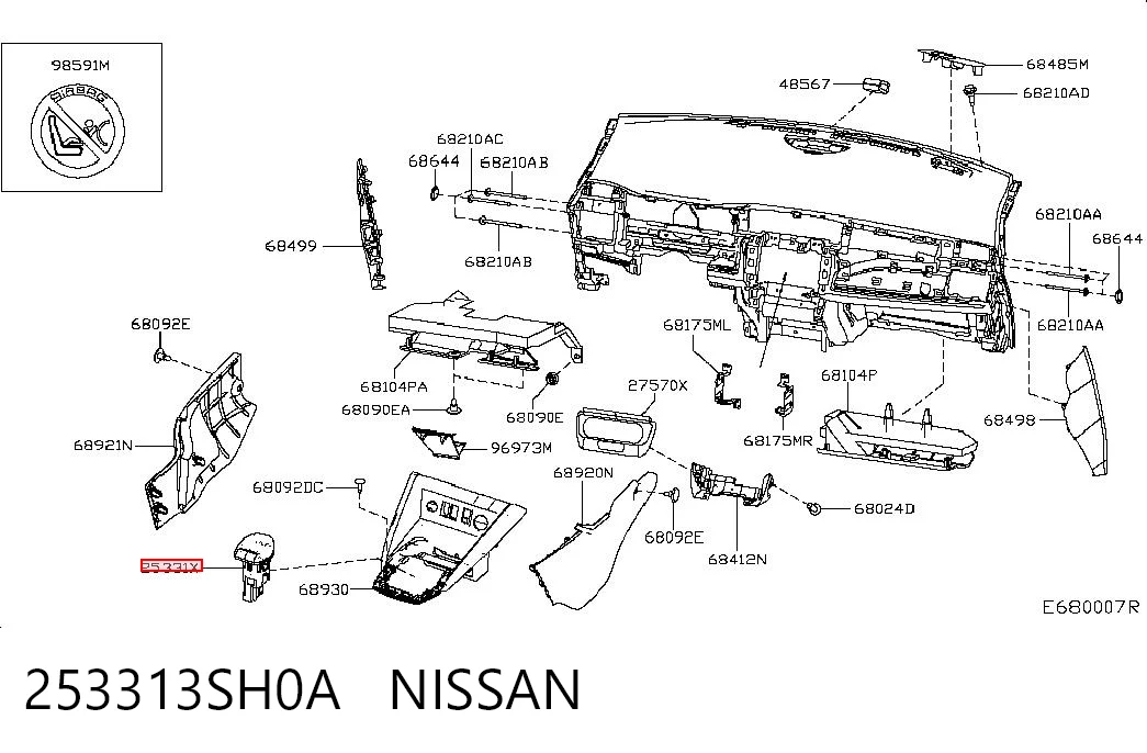 253313SH0A Nissan/Infiniti Acendedor de cigarros