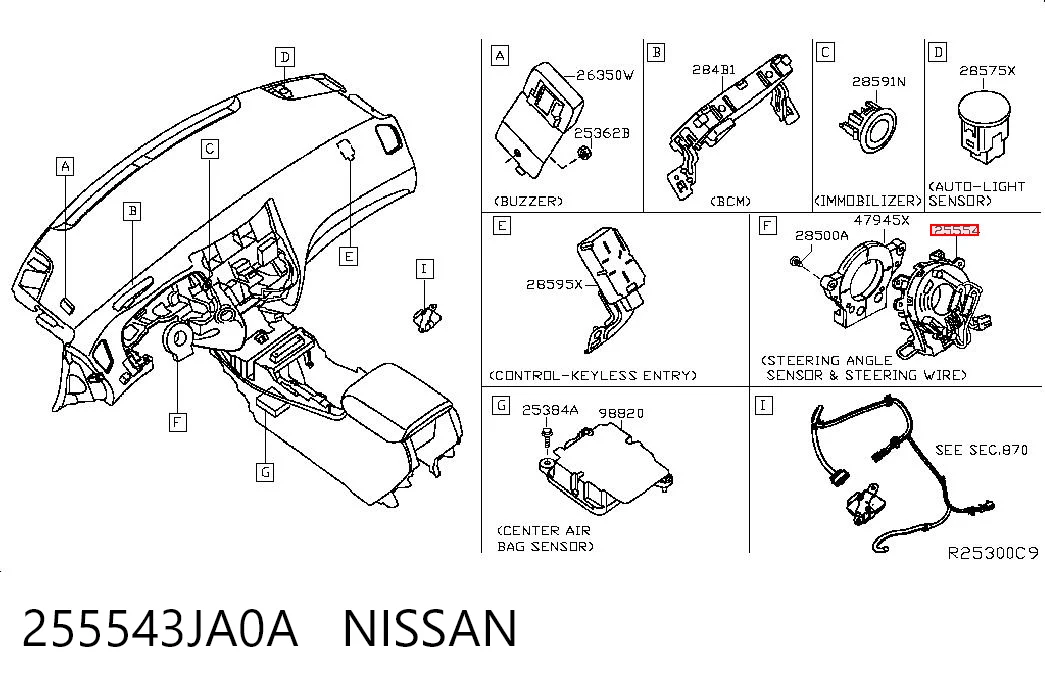 255543JA0A Nissan/Infiniti Anel AIRBAG de contato, cabo plano do volante