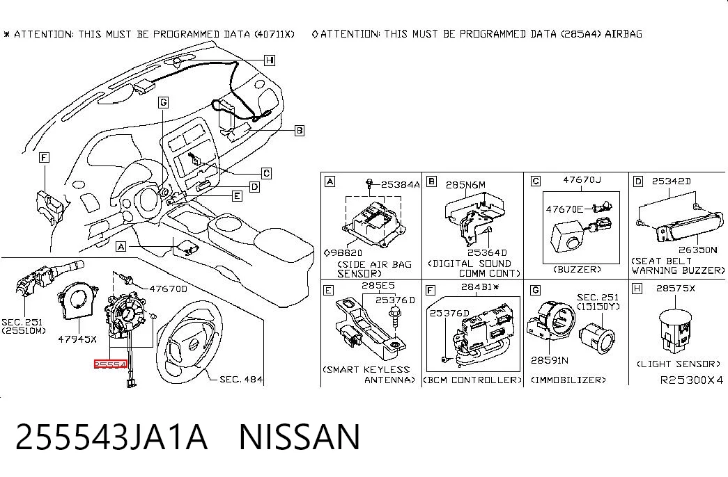 Anel AIRBAG de contato, cabo plano do volante Nissan Altima ao melhor preço