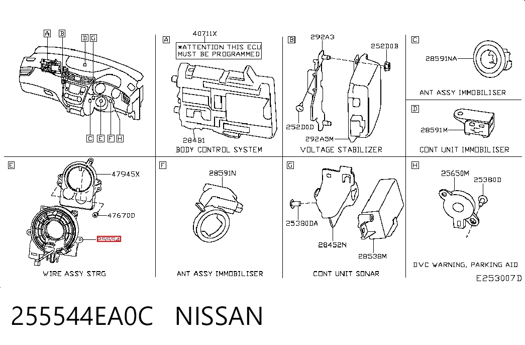 Anel AIRBAG de contato, cabo plano do volante para Nissan Qashqai II J11