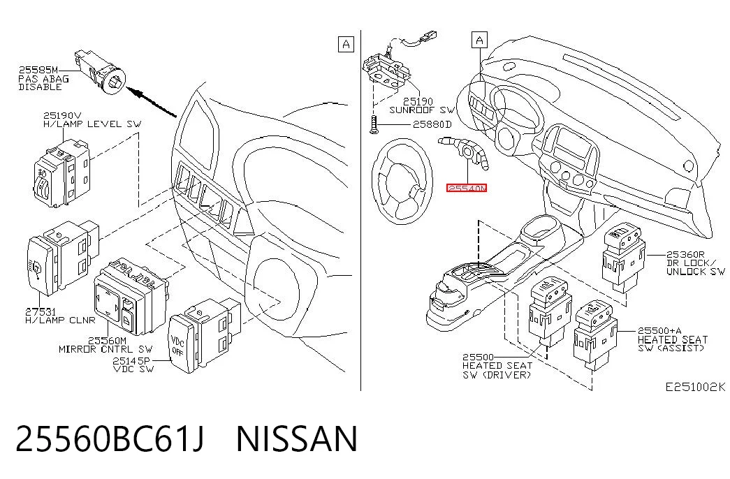Comutador instalado na coluna da direção, montado para Nissan Micra  K12