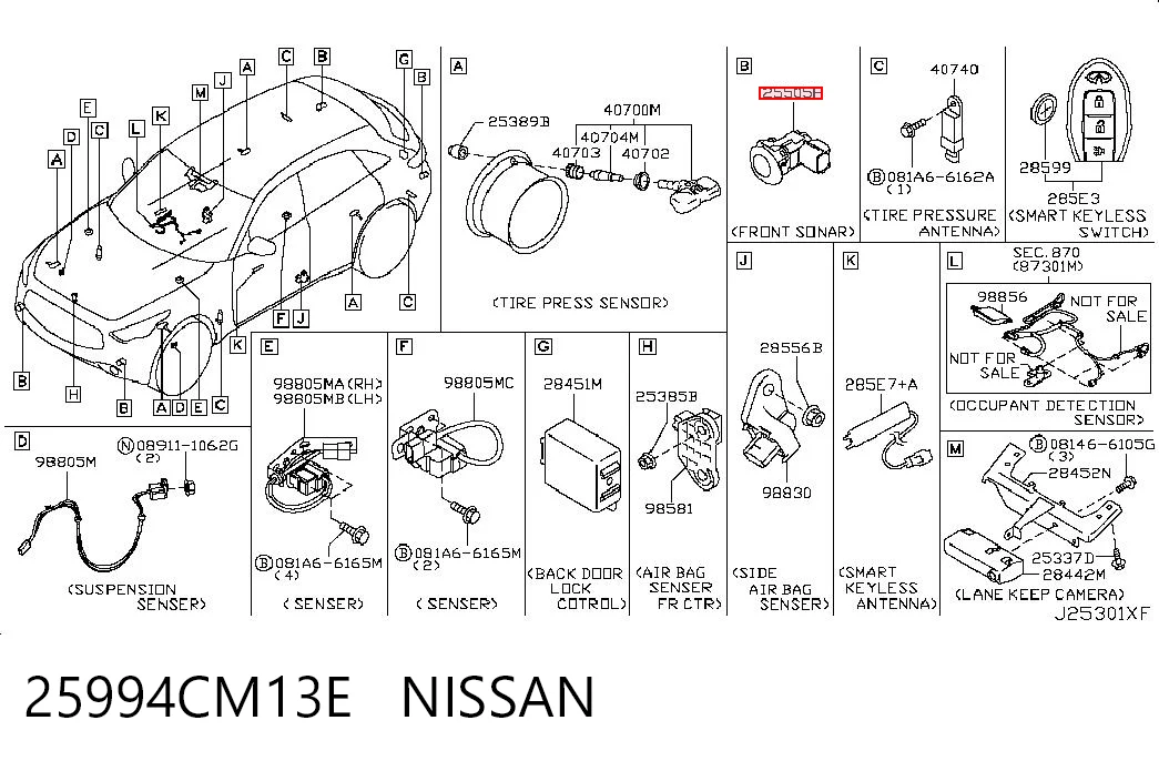 25994CM13E Nissan/Infiniti Sensor traseiro de sinalização de estacionamento (sensor de estacionamento)