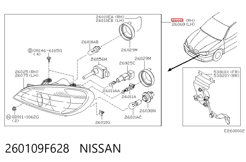 Luz direita Nissan Primera preço, a partir de 44,92 USD