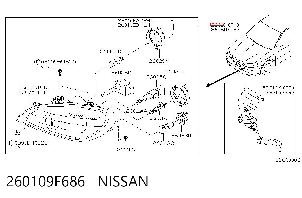 Luz direita para Nissan Primera  P11