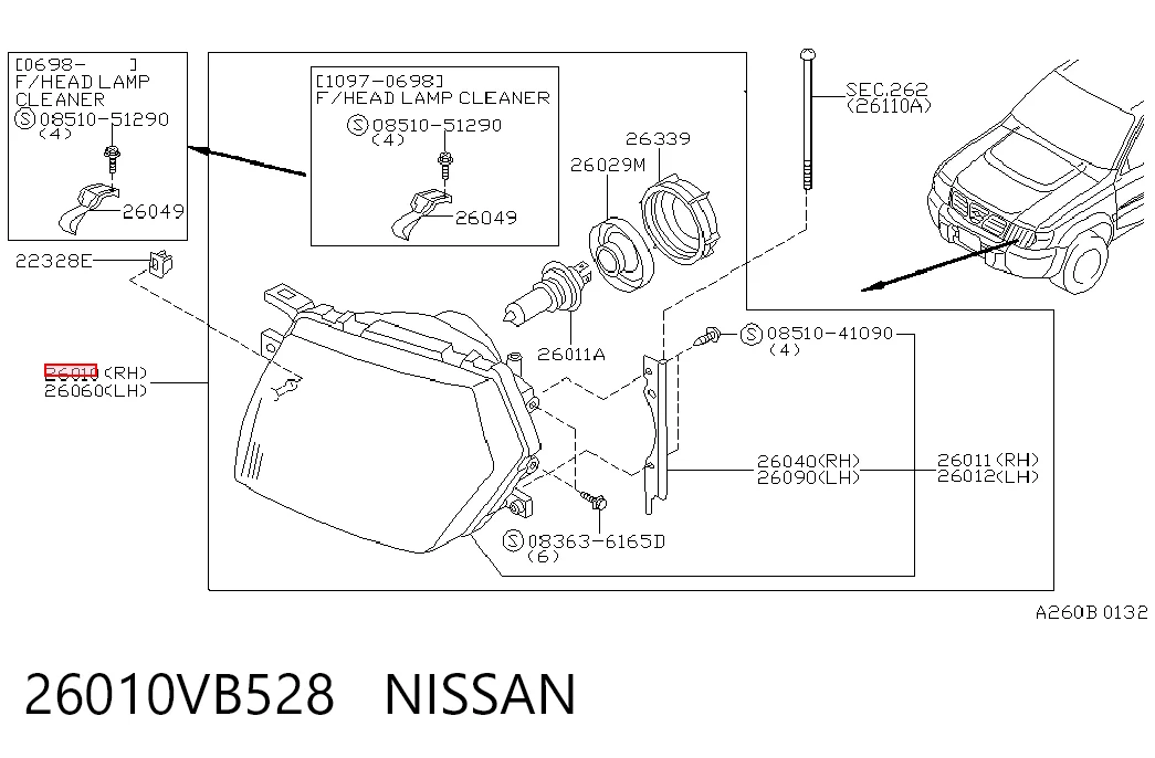 Luz direita para Nissan Patrol Y61