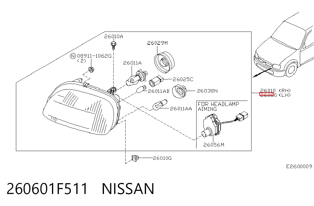 Luz esquerda para Nissan Micra  K11