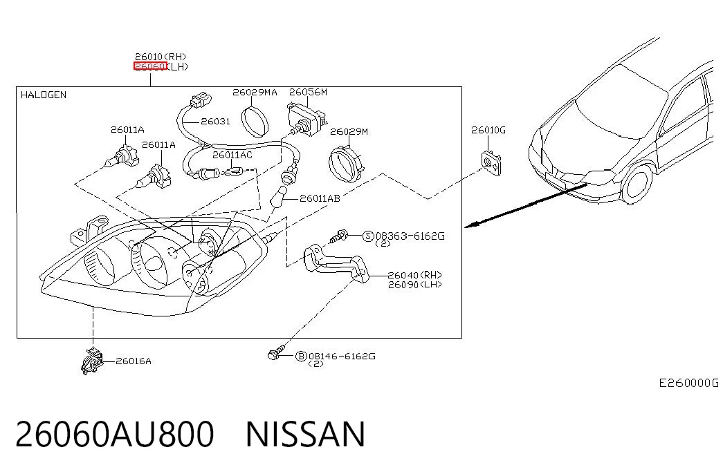 Luz esquerda para Nissan Primera  P12