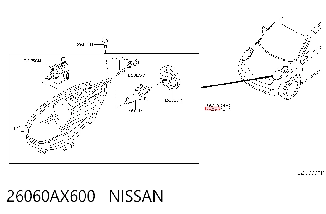Luz esquerda para Nissan Micra  K12