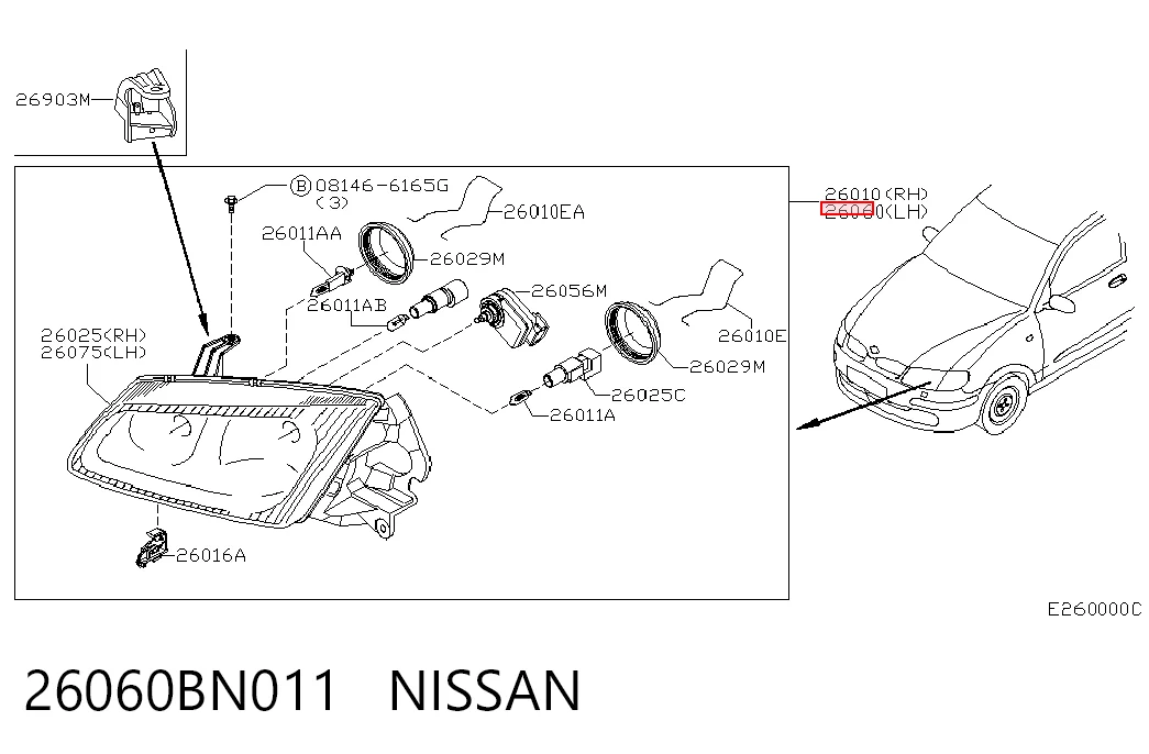 Luz esquerda Nissan Almera II N16