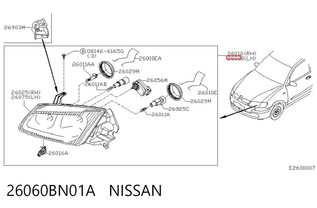  Luz esquerda Nissan Almera II sedan (N16) (2000 - 2006) II
