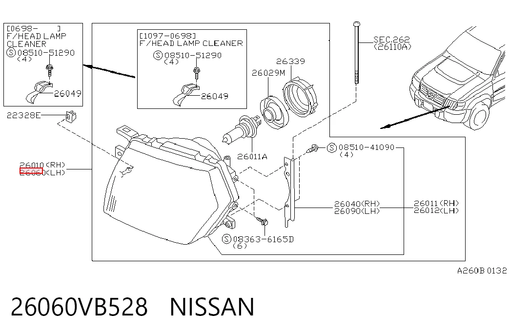 Luz esquerda para Nissan Patrol Y61