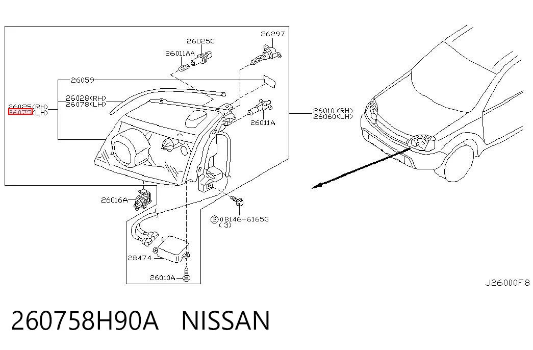  Luz esquerda Nissan X-Trail SUV (T30) (2001 - 2007) 
