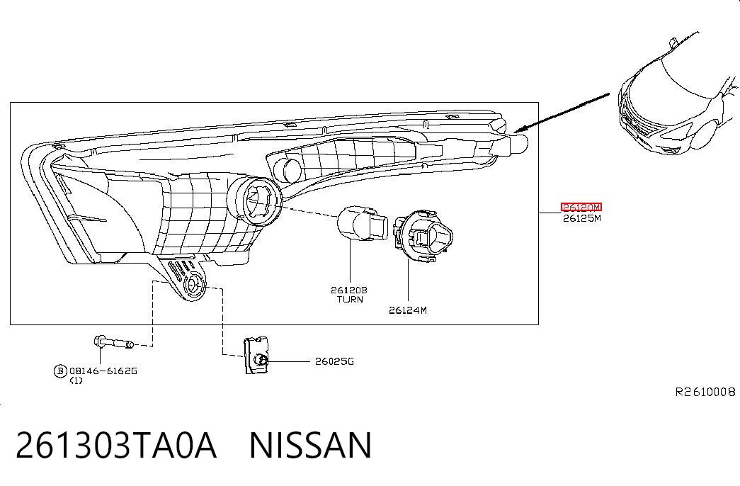 261303TA0A Nissan/Infiniti Pisca-pisca direito