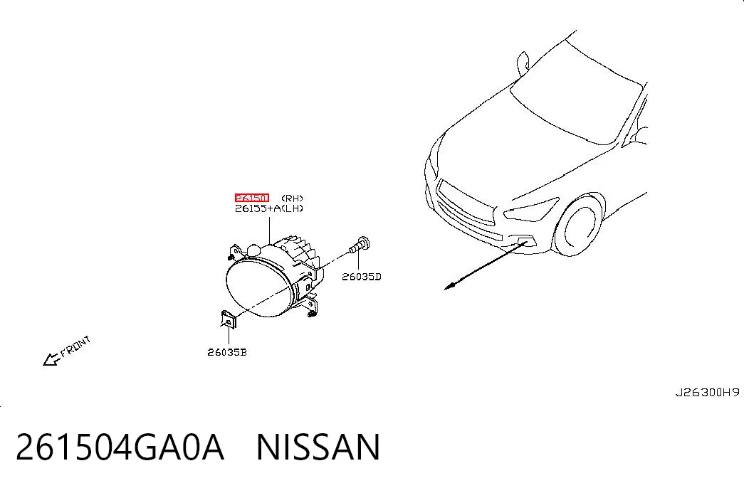 261504GA0A Nissan/Infiniti Luzes de nevoeiro direitas