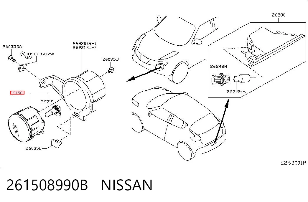 261508990B Nissan/Infiniti Luzes de nevoeiro esquerdas/direitas