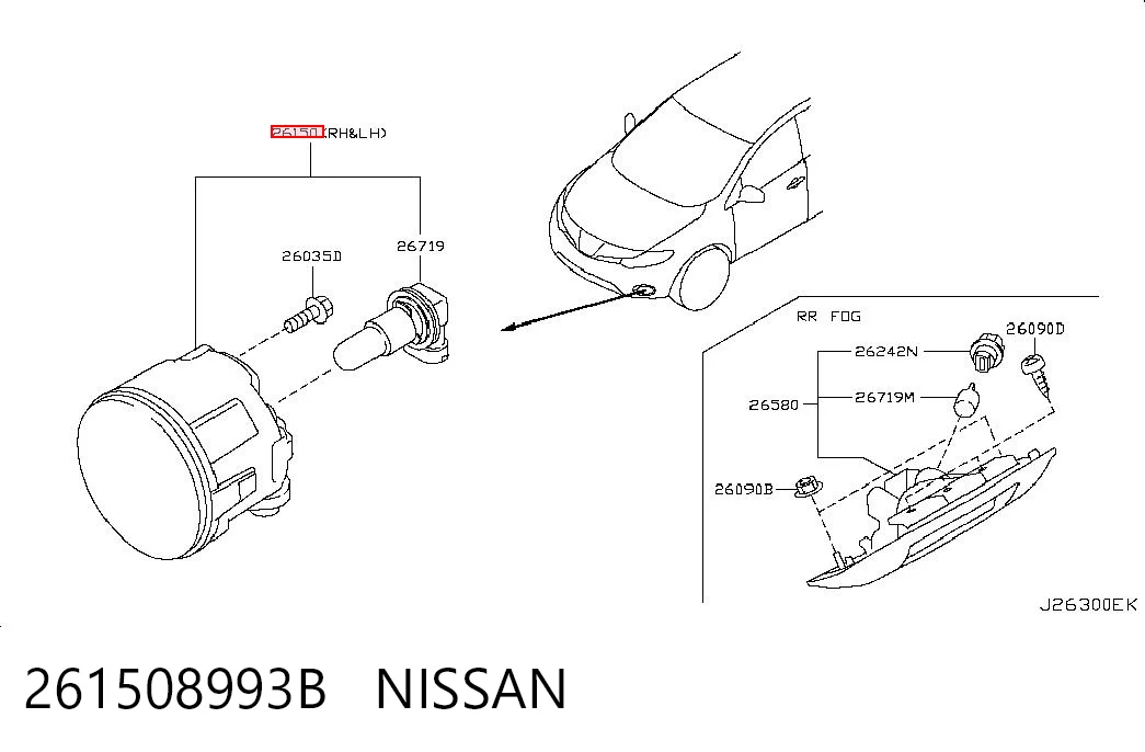 261508993B Nissan/Infiniti Luzes de nevoeiro esquerdas/direitas