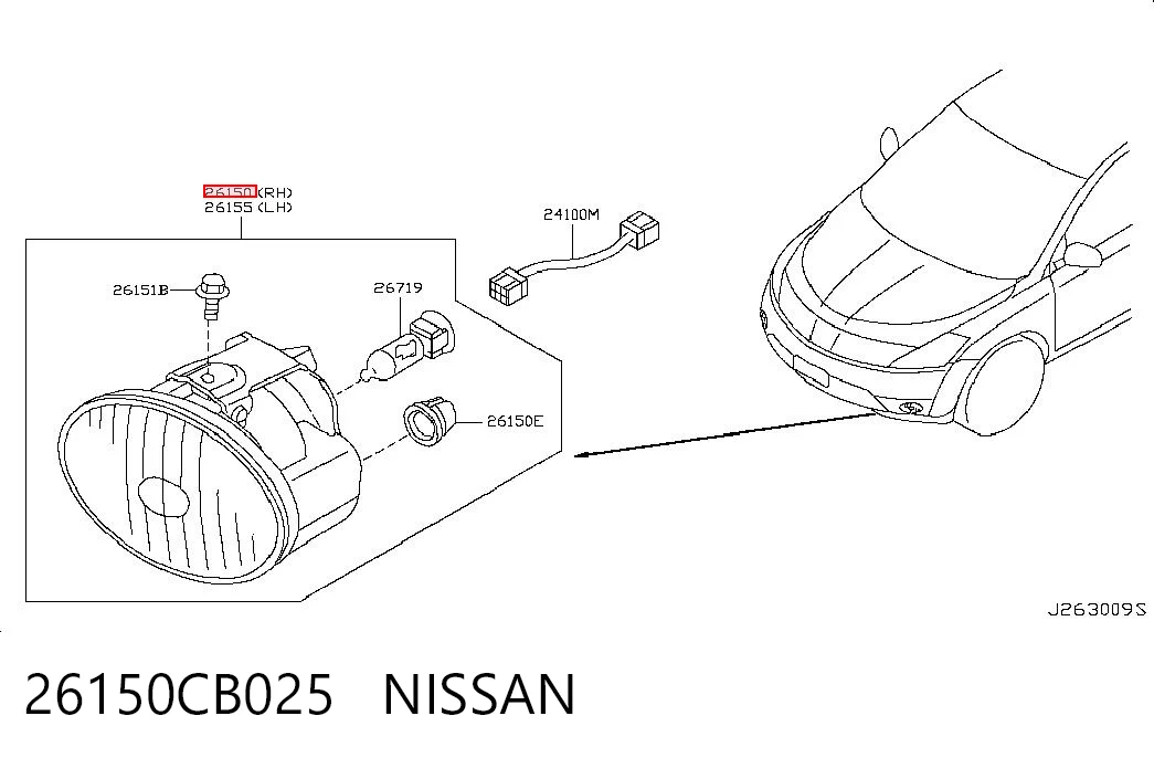26150CB025 Nissan/Infiniti Luzes de nevoeiro direitas