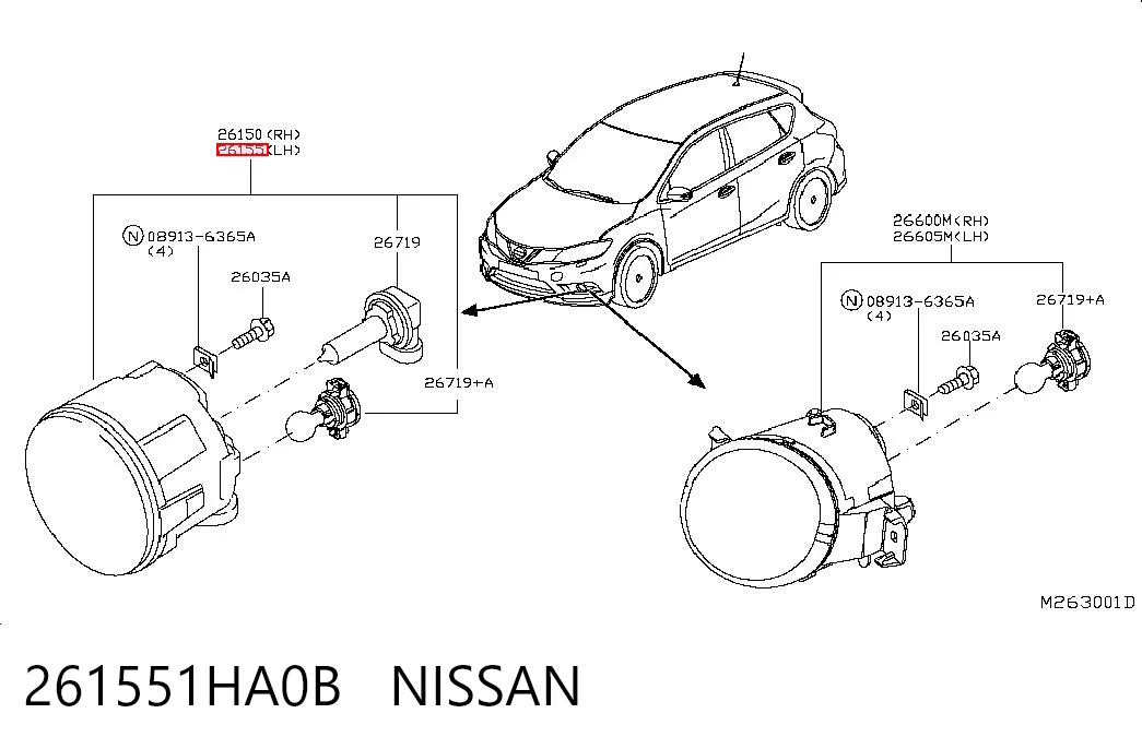 261551HA0B Nissan/Infiniti Luzes de nevoeiro esquerdas
