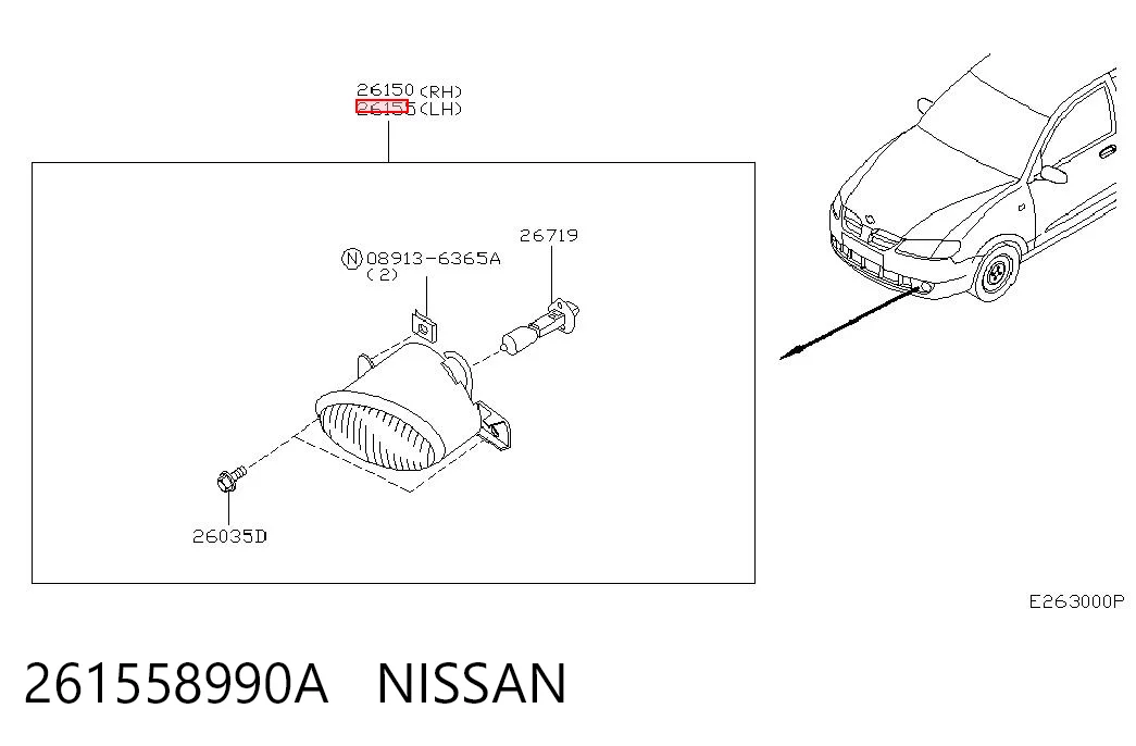 261558990A Nissan/Infiniti Luzes de nevoeiro esquerdas
