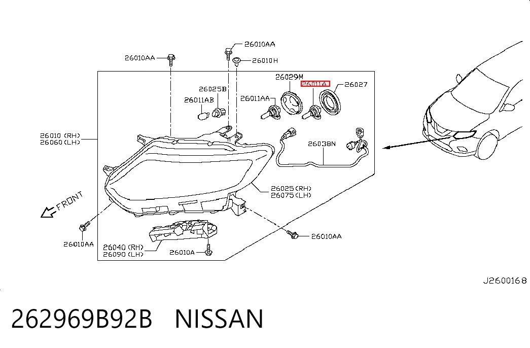 262969B92B Nissan/Infiniti Lâmpada