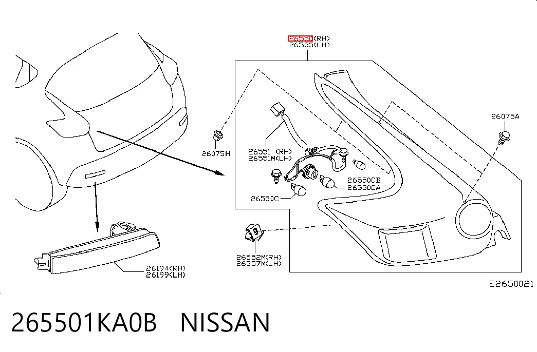 Lanterna traseira direita para Nissan JUKE JPN F15