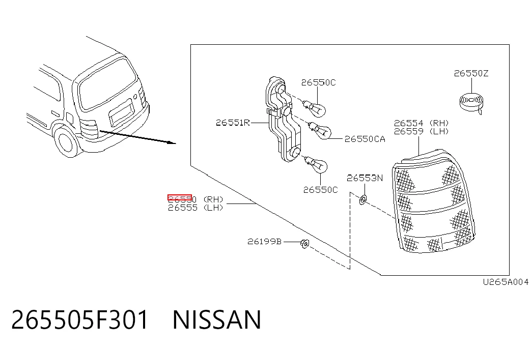 Lanterna traseira direita Nissan Micra  K11
