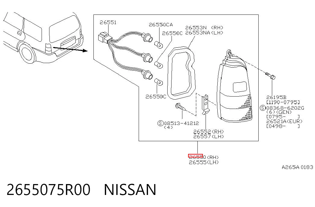 Lanterna traseira direita Nissan Sunny III Y10 ao melhor preço