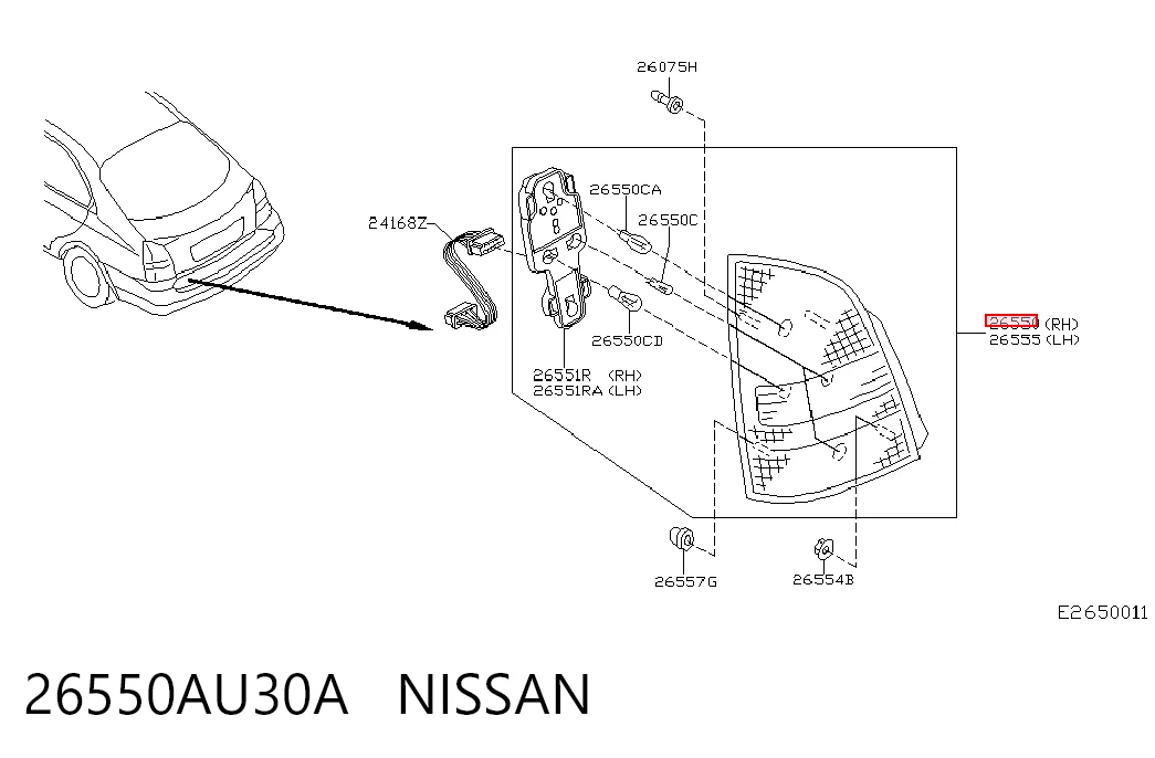 Lanterna traseira direita para Nissan Primera  P12