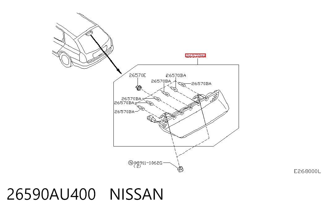 Sinal de parada traseiro adicional Nissan Primera WP12 ao melhor preço