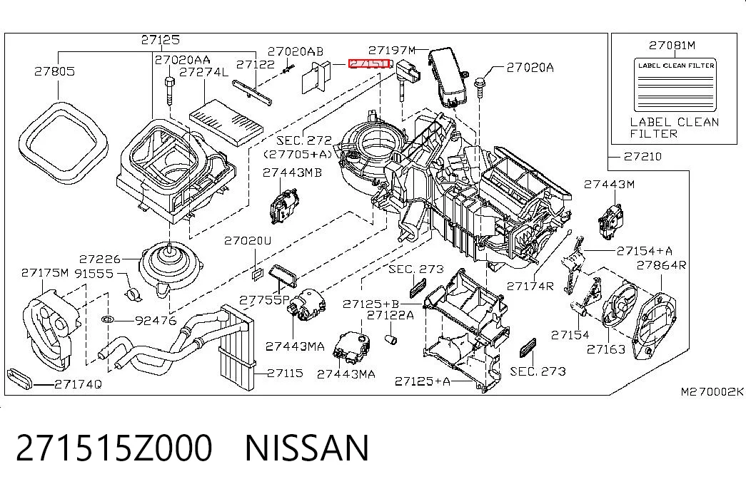 271515Z000 Nissan/Infiniti Resistor (resistência) de ventilador de forno (de aquecedor de salão)