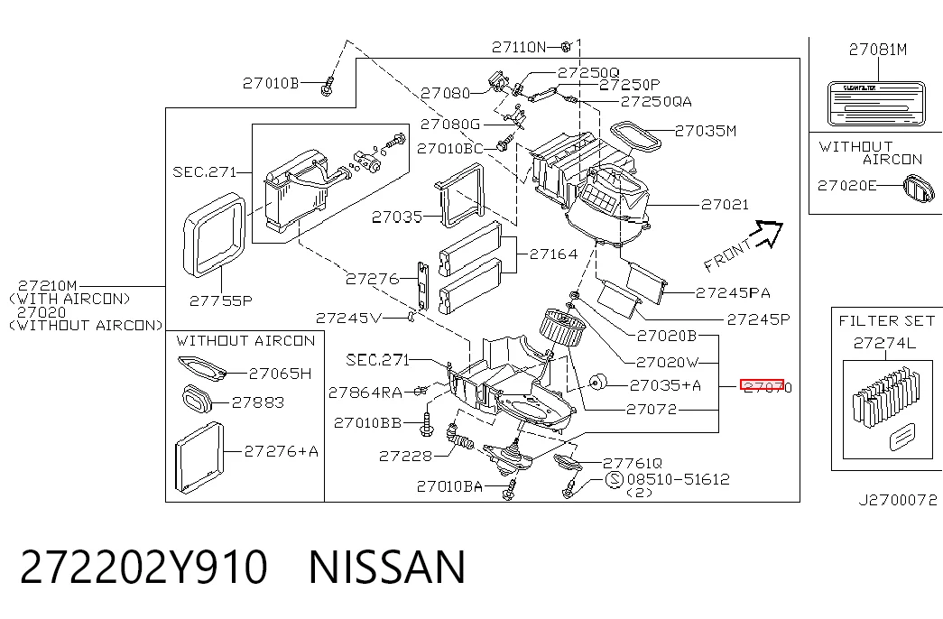 272202Y910 Nissan/Infiniti Motor de ventilador de forno (de aquecedor de salão)