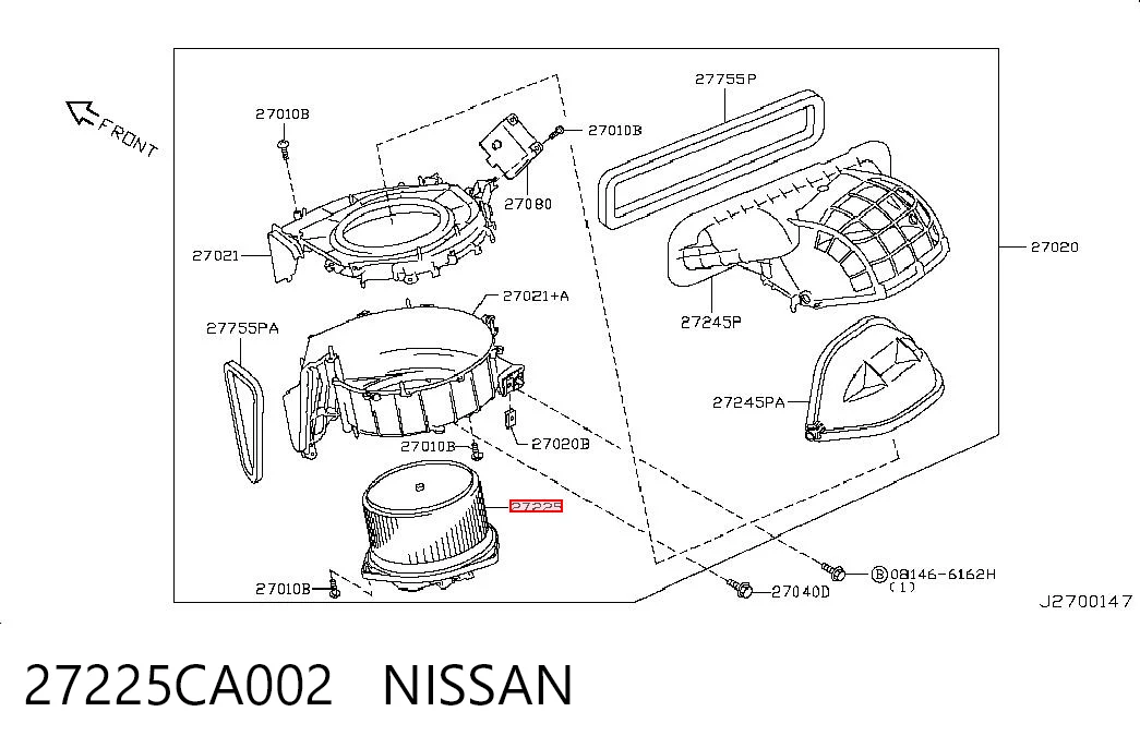 27225CA002 Nissan/Infiniti Motor de ventilador de forno (de aquecedor de salão)