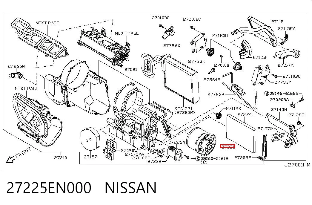 27225EN000 Nissan/Infiniti Motor de ventilador de forno (de aquecedor de salão)