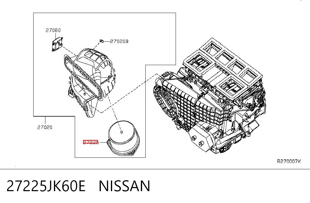 27225JK60E Nissan/Infiniti Motor de ventilador de forno (de aquecedor de salão)