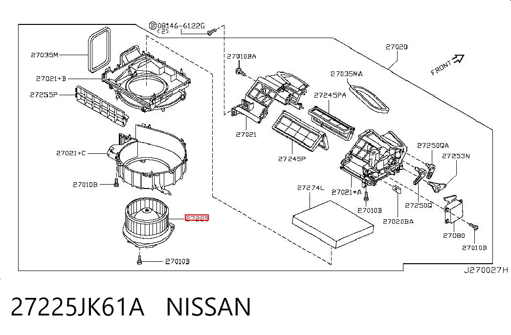 27225JK61A Nissan/Infiniti Motor de ventilador de forno (de aquecedor de salão)