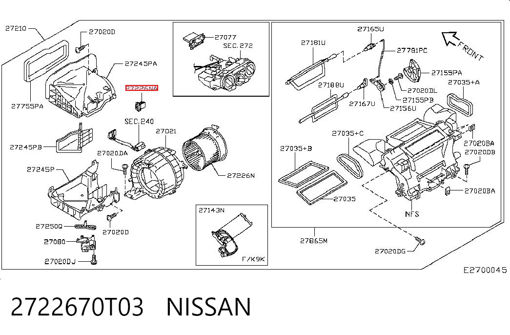 2722670T03 Nissan/Infiniti Resistor (resistência) de ventilador de forno (de aquecedor de salão)