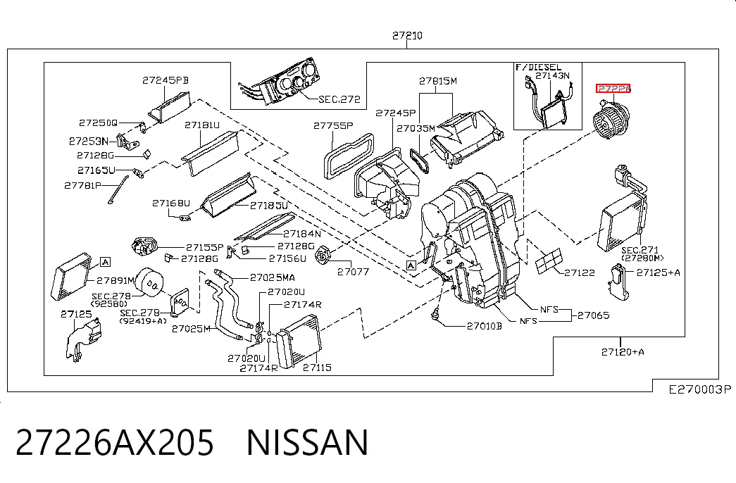 Motor de ventilador de forno (de aquecedor de salão) para Nissan Micra  K12