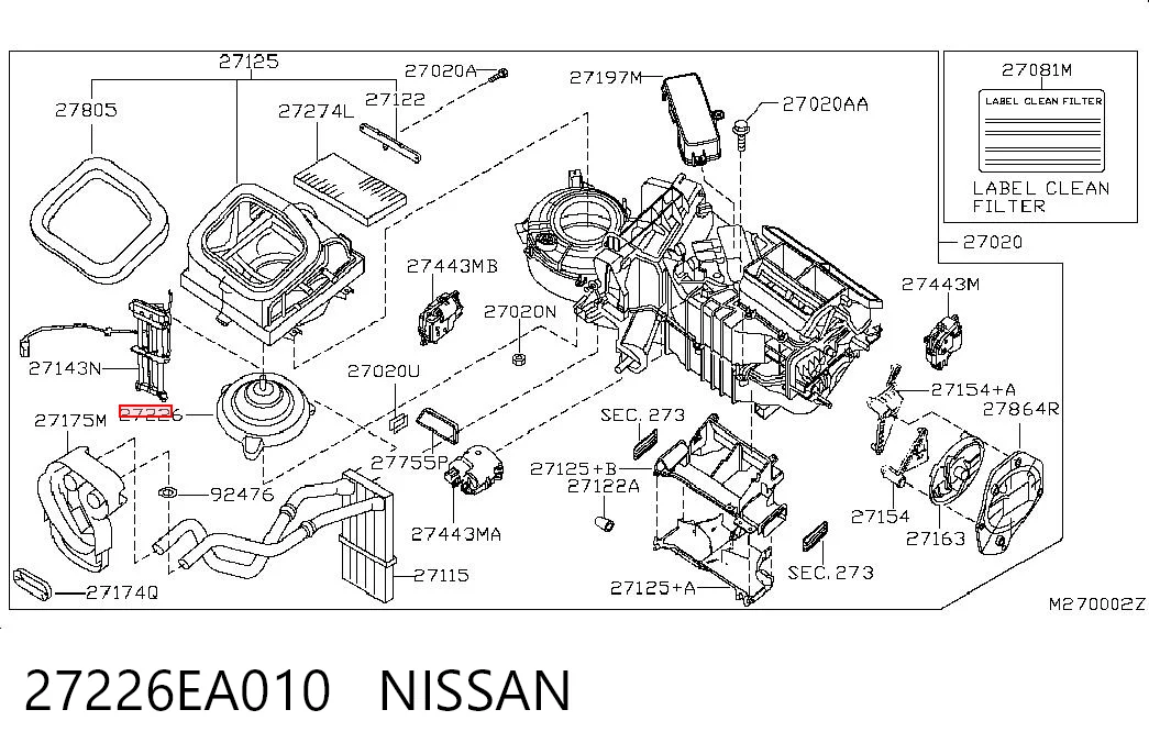 27226EA010 Nissan/Infiniti Motor de ventilador de forno (de aquecedor de salão)