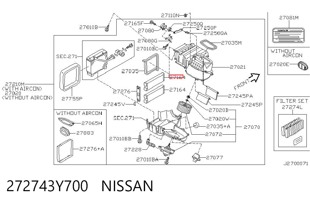 272743Y700 Nissan/Infiniti Filtro de salão