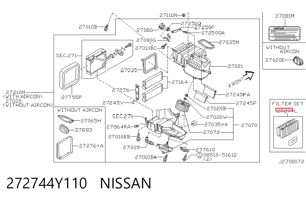 272744Y110 Nissan/Infiniti Filtro de salão