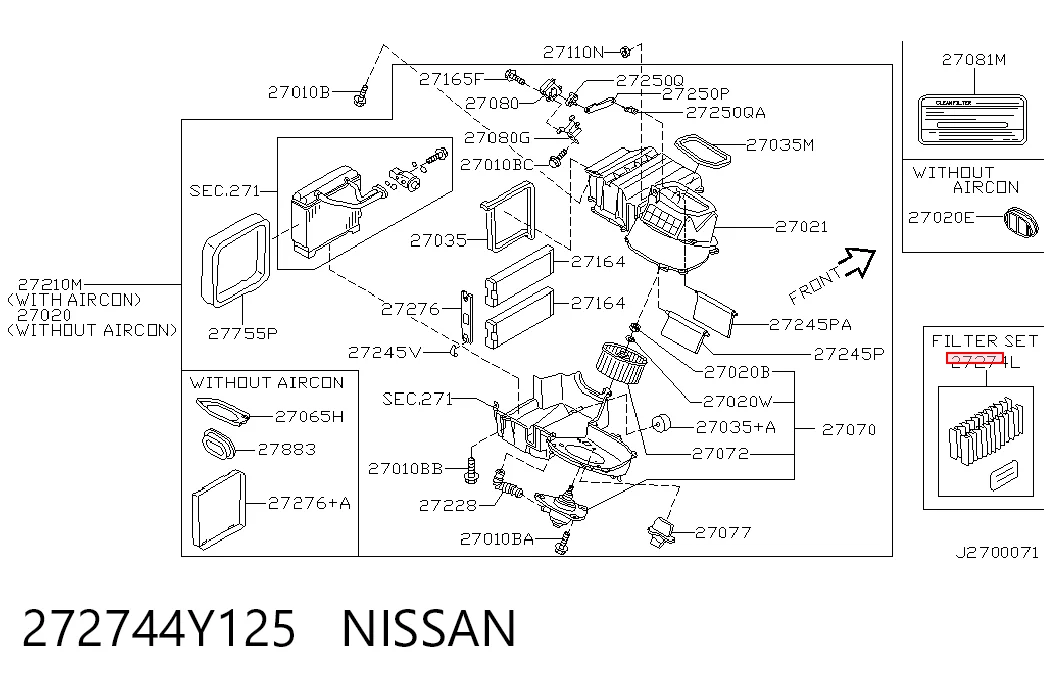 272744Y125 Nissan/Infiniti Filtro de salão