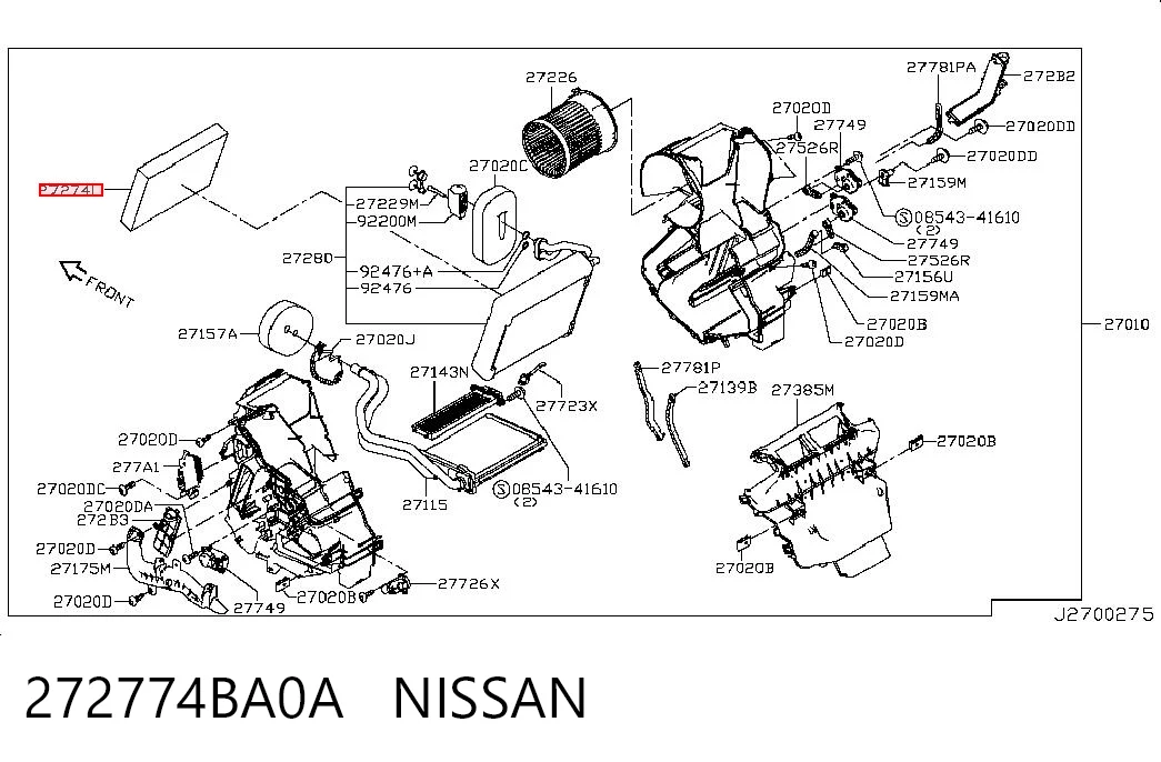 272774BA0A Nissan/Infiniti Filtro de salão