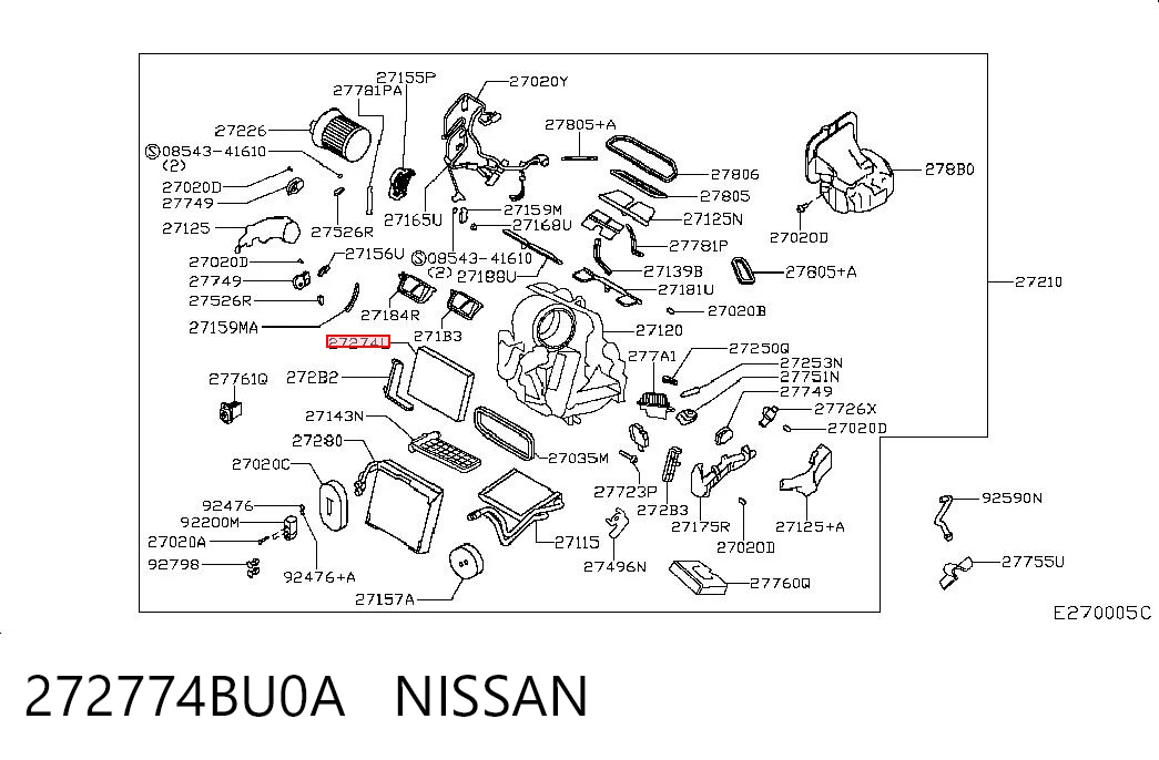 272774BU0A Nissan/Infiniti Filtro de salão