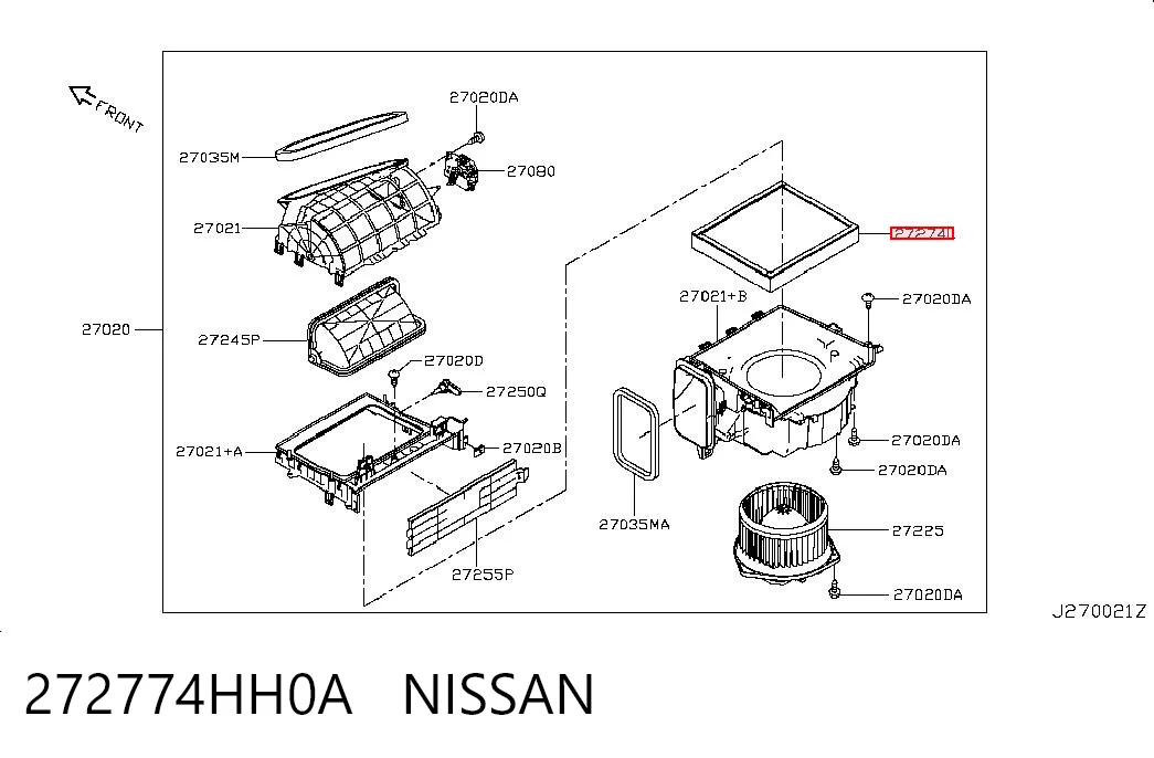 272774HH0A Nissan/Infiniti Filtro de salão