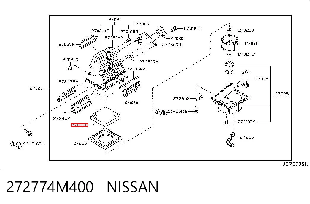 272774M400 Nissan/Infiniti Filtro de salão