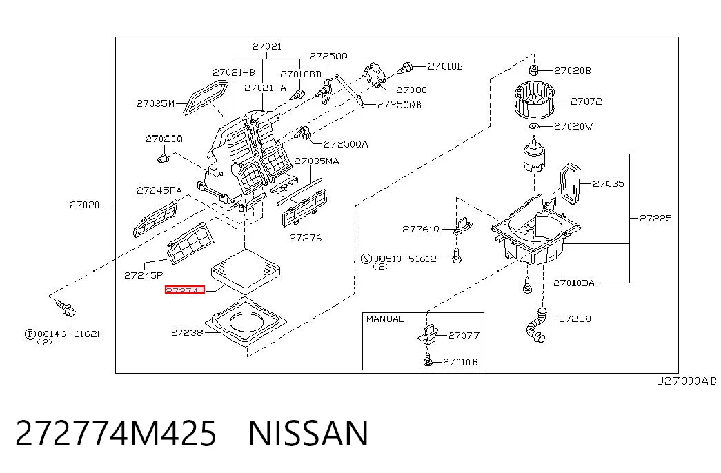 272774M425 Nissan/Infiniti Filtro de salão