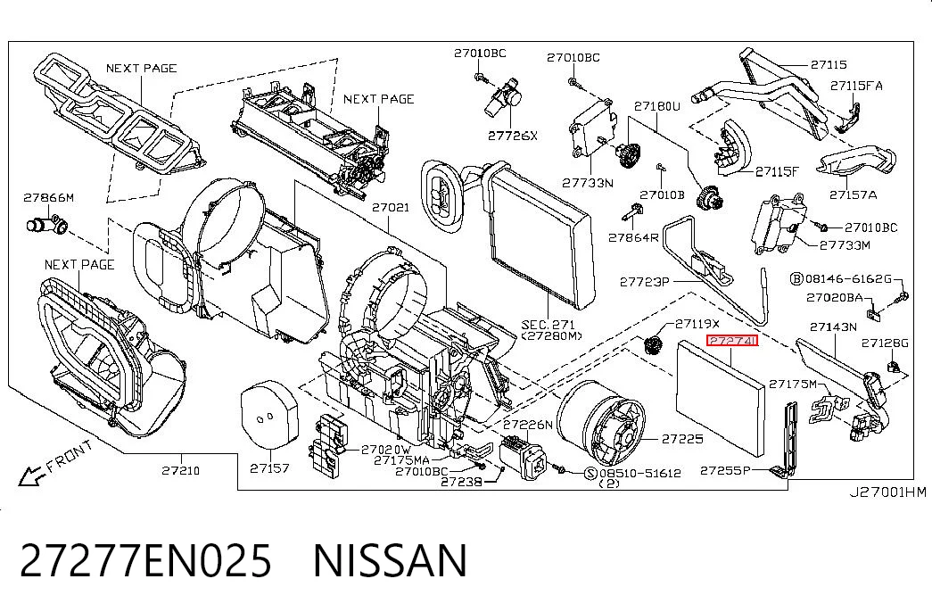 27277EN025 Nissan/Infiniti Filtro de salão