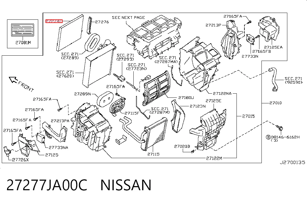 27277JA00C Nissan/Infiniti Filtro de salão